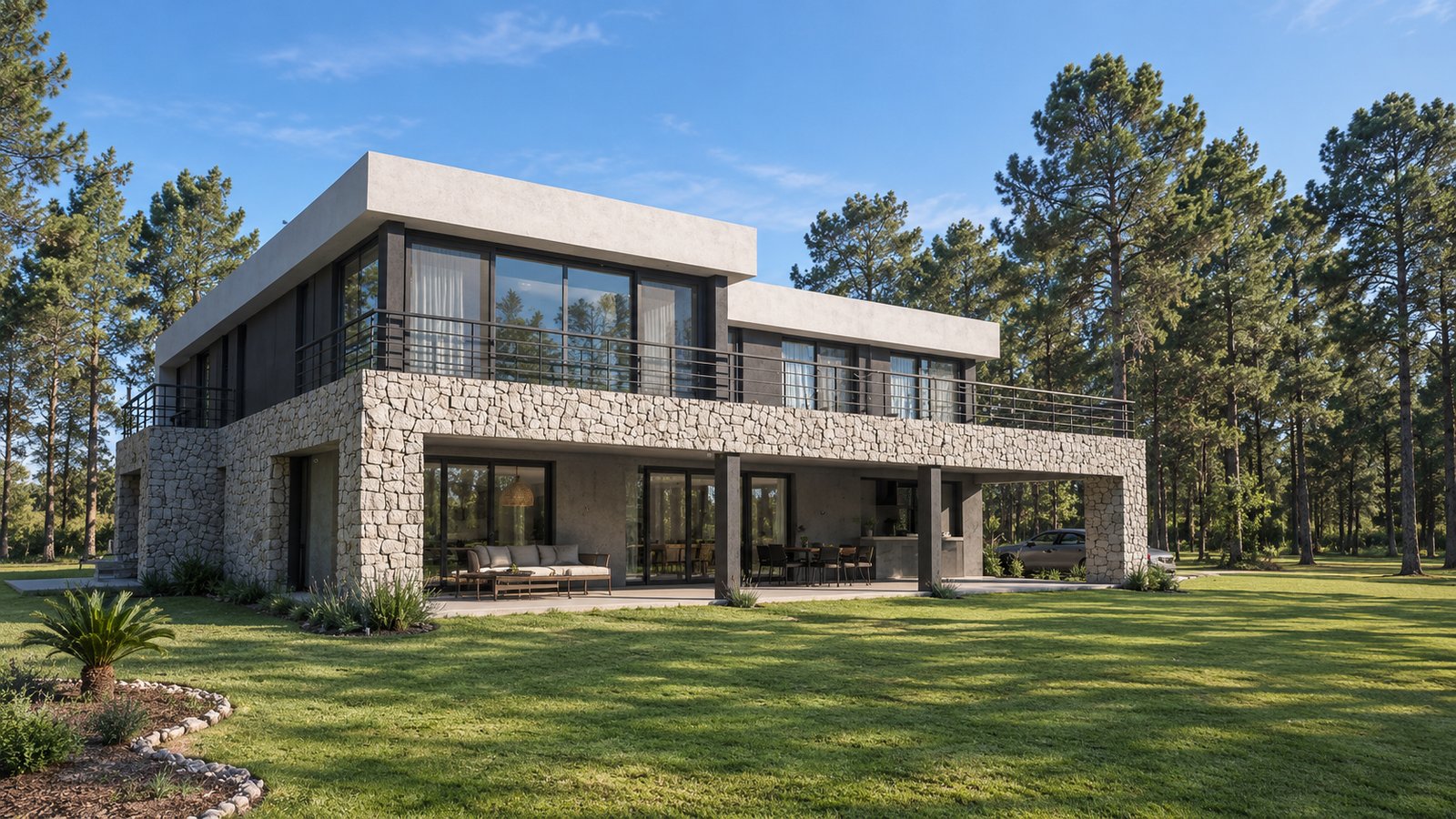 Vivienda en Lobos, aerotermia y fotovoltaica. Obra del Arq. Germán Vazquez