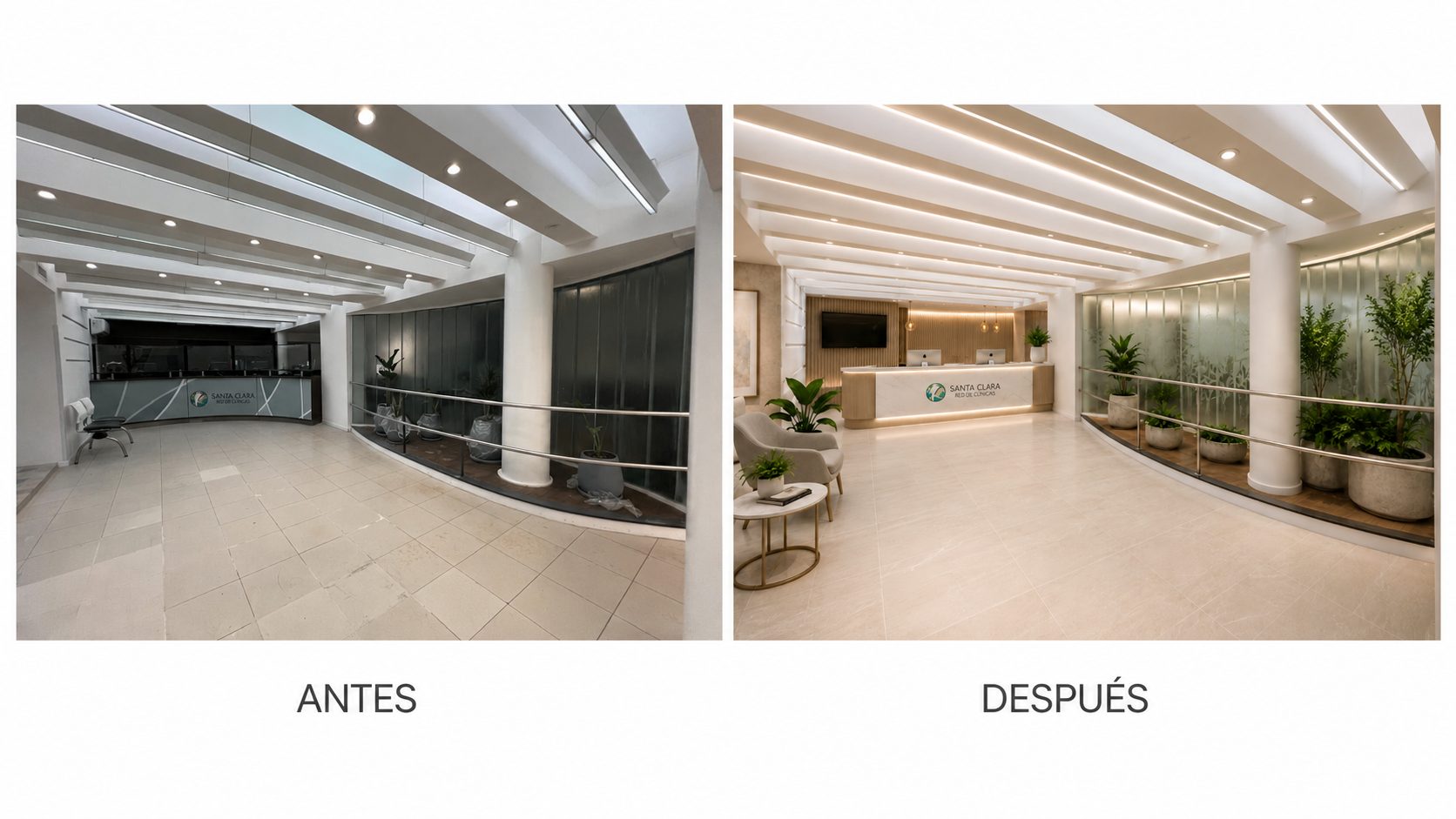 Recepción · Sanatorio Morón, recepción y espera en Morón, Buenos Aires — foto 2 de 2. Proyecto del Arq. Germán Vazquez