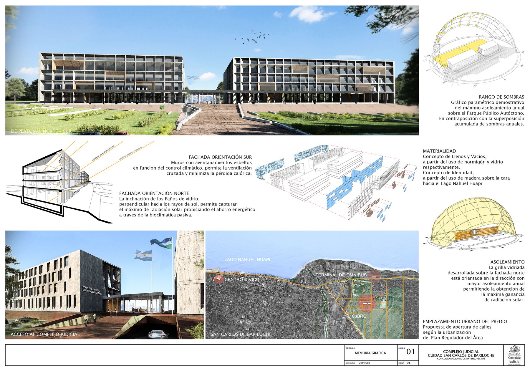 Complejo Judicial de Bariloche, concurso en 1ra Mención, Río Negro — foto 2 de 8. Proyecto del Arq. Germán Vazquez