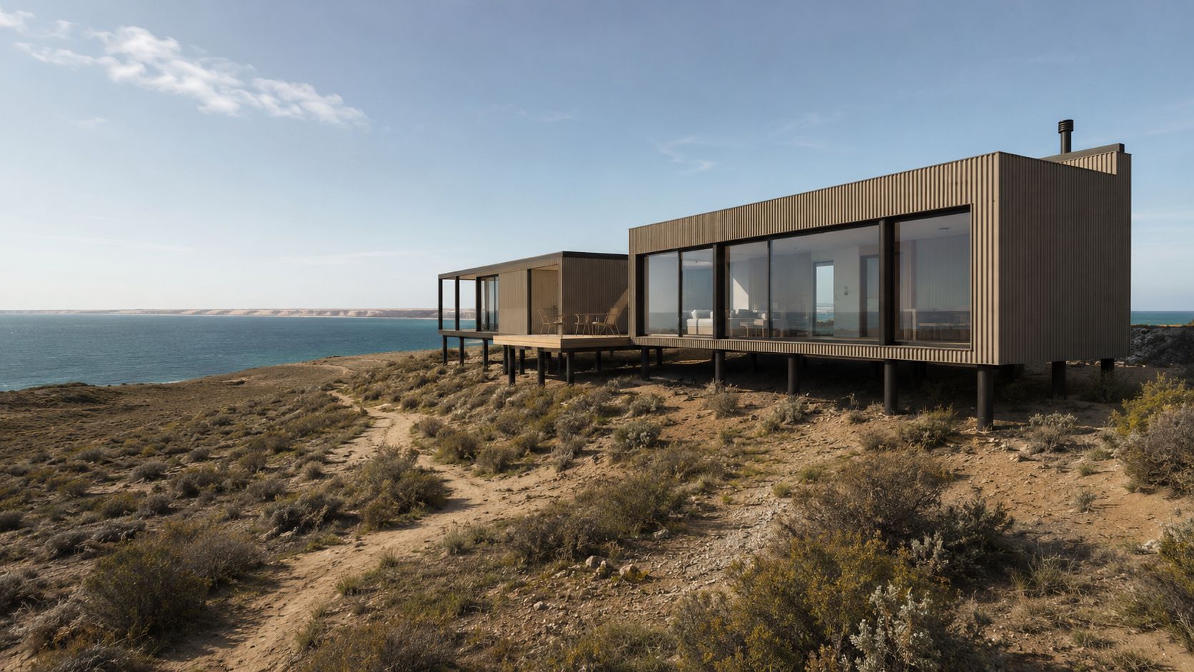 Aldea Vitivinícola de Mar Puerto Campo, desarrollo vitivinícola costero en San Antonio Este, Río Negro — foto 10 de 13. Proyecto del Arq. Germán Vazquez