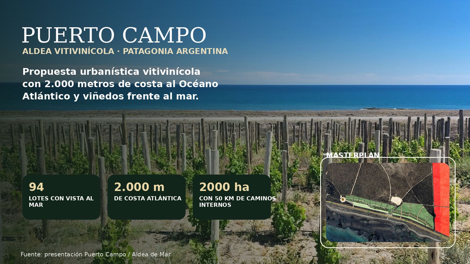 Aldea Vitivinícola de Mar Puerto Campo, desarrollo vitivinícola costero en San Antonio Este, Río Negro — foto 2 de 13. Proyecto del Arq. Germán Vazquez