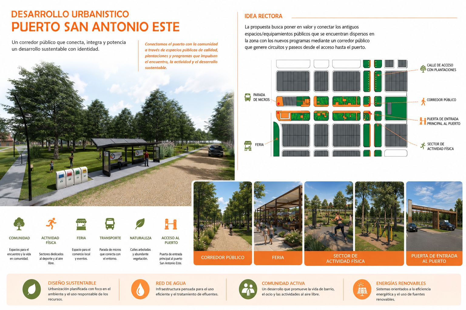Puesta en Valor Centro San Antonio Este, espacio público en San Antonio Este, Río Negro — foto 3 de 5. Proyecto del Arq. Germán Vazquez