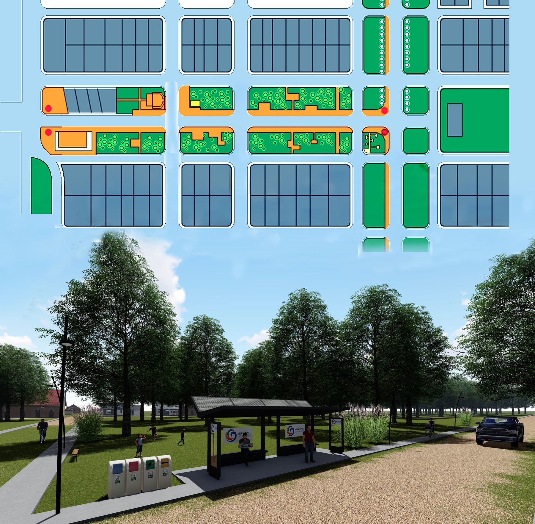 Puesta en Valor Centro San Antonio Este, espacio público en San Antonio Este, Río Negro — foto 4 de 5. Proyecto del Arq. Germán Vazquez