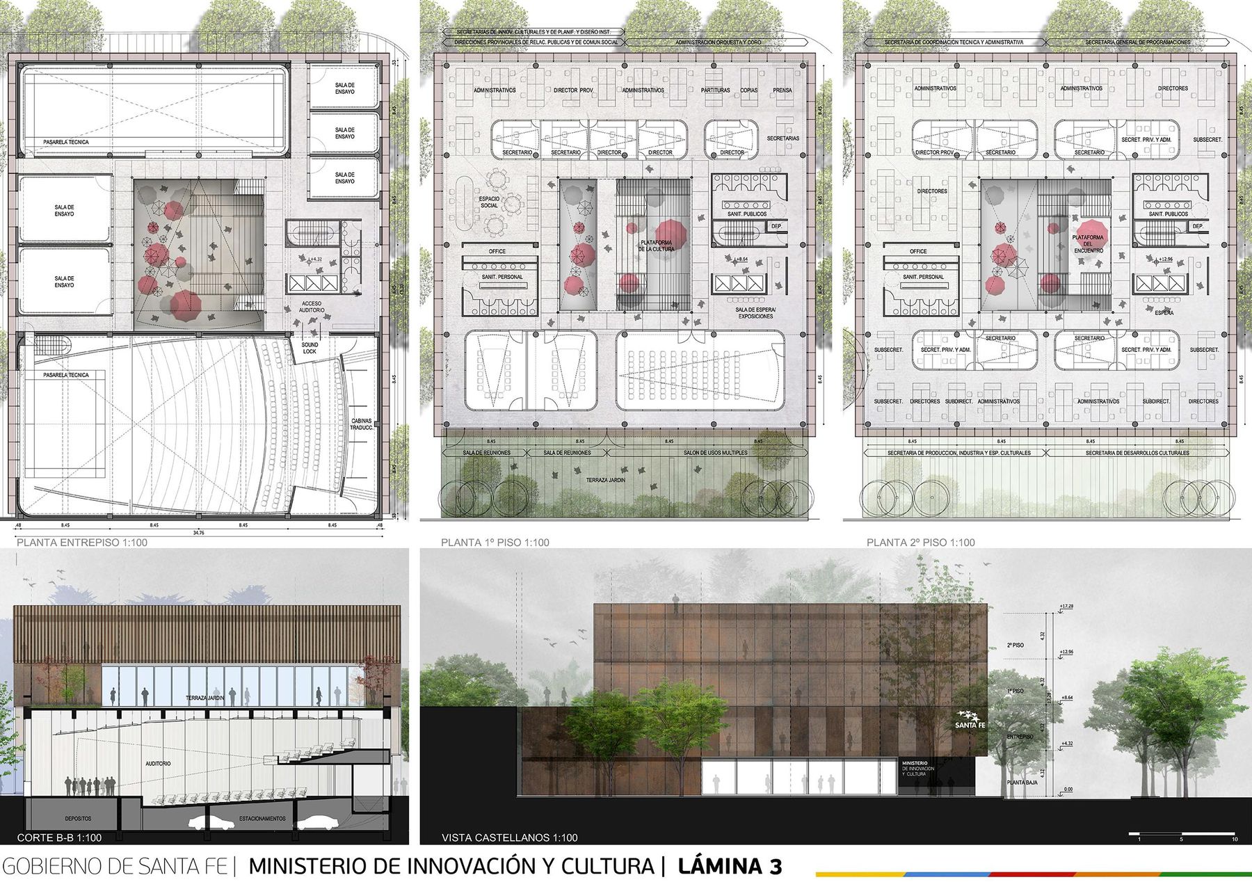 Ministerio de Innovación y Cultura, concurso Nacional en Santa Fe — foto 5 de 5. Proyecto del Arq. Germán Vazquez
